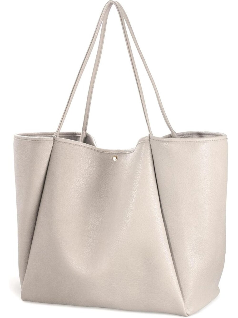 Women's Ivory Vegan Leather Weekender Bag Shopper Handbag Travel Tote Purse